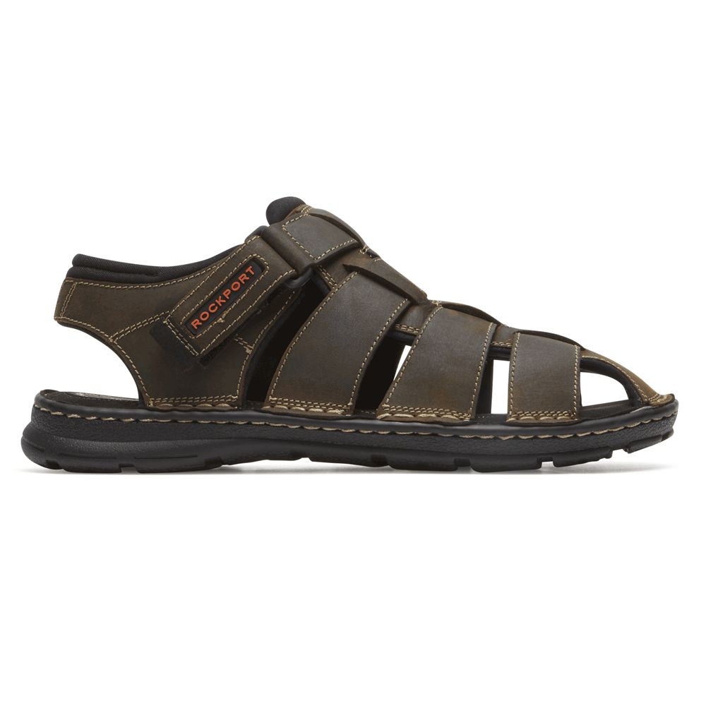 Rockport Men's Darwyn Fisherman Slingback Sandals - Brown - USA (3718JXIFS)